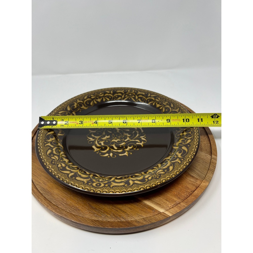 Vintage Dark Brown Gold Medallion Pattern Charger Plates Set‎ of 5  Decorative - Picture 6 of 14